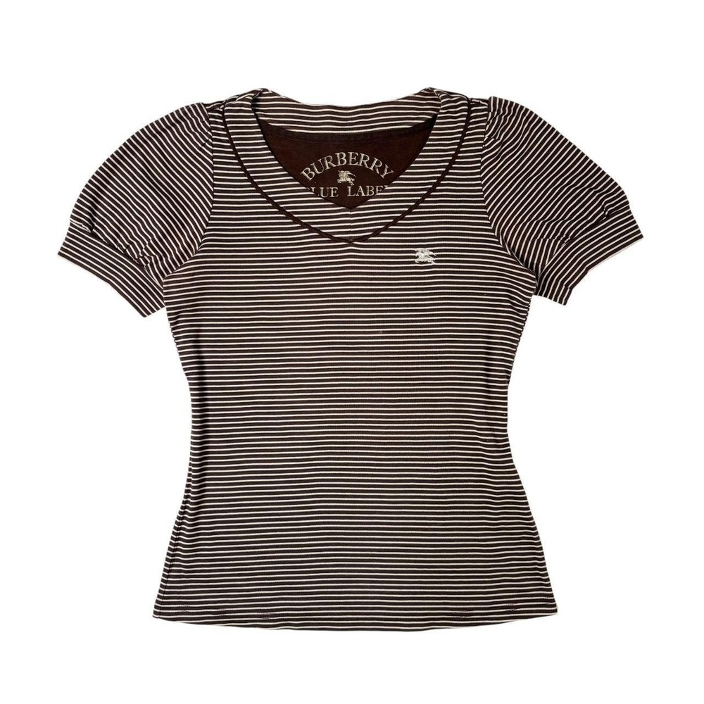 Burberry Blue Label stripe puff sleeve top